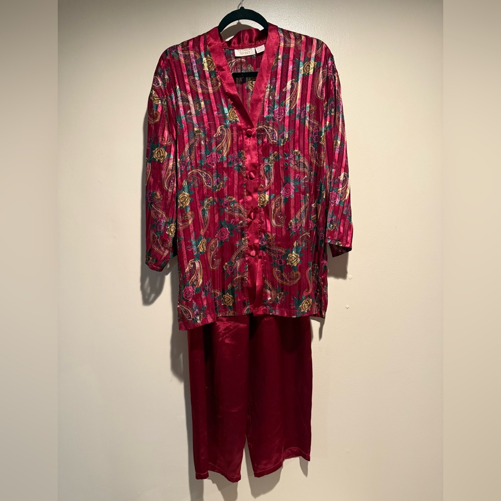 Victoria's Secret Red Floral Satin Pajama Set